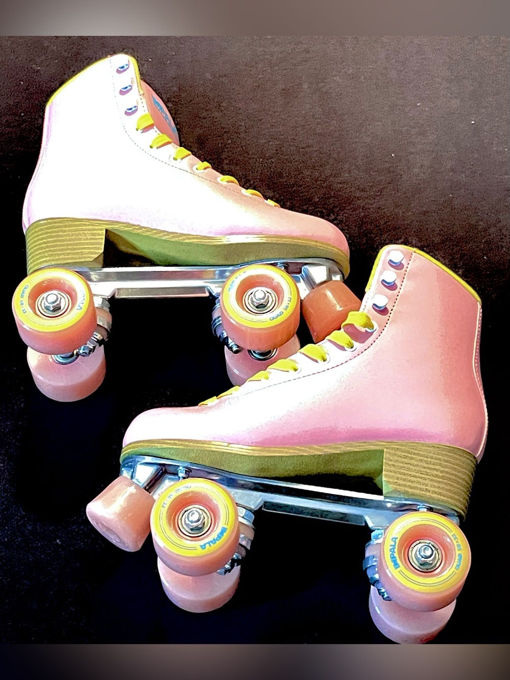 Impala Women's Pink Roller Skates with Yellow Accents Size 7